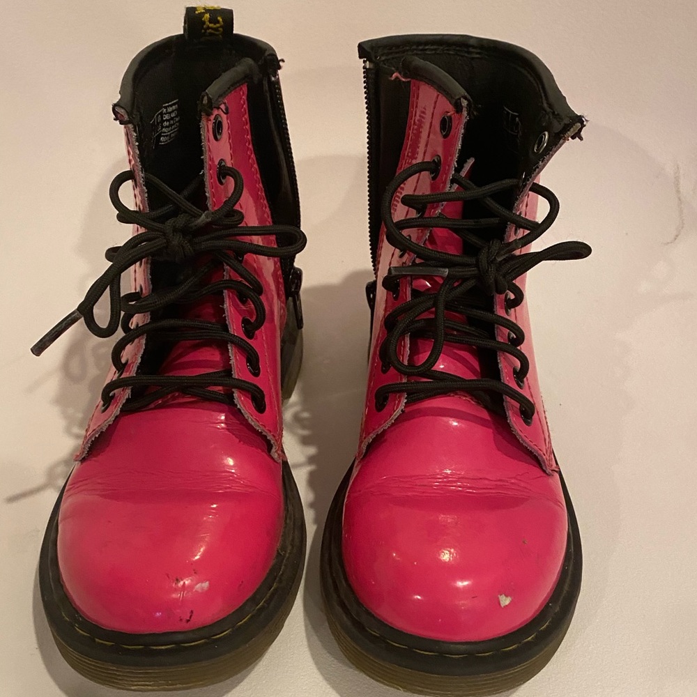 Dr. Martens patent lace up boots